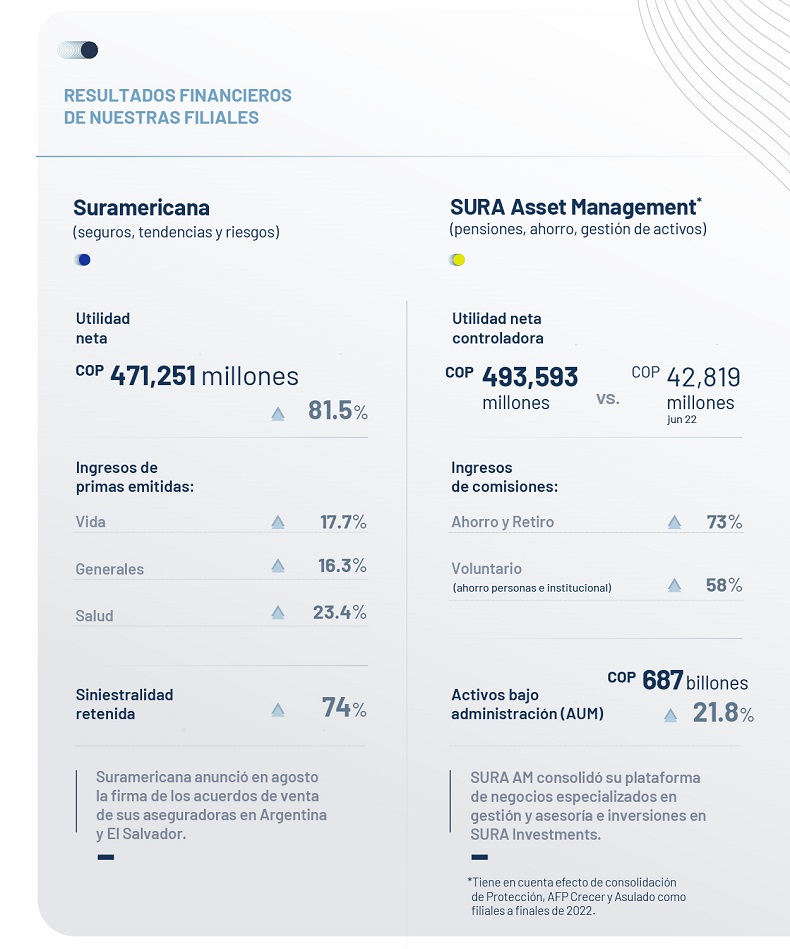 Infografía resultados financieros de nuestras filiales